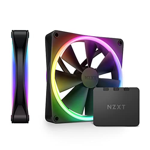 NZXT F140 RGB Duo Twin Pack - 2 ventiladores de doble cara de 140 mm con controlador - 20 LEDs direccionables individualmente - Flujo de aire equilibrado y presión estática - Negro