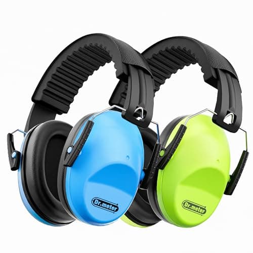 Dr.meter Cascos Antiruido Niños, Cascos Insonorizados Protectores de Oído para Niños Protectores Auditivos Cascos Ruido Orejeras Antiruido con Almohadillas Suaves Verde+Azul