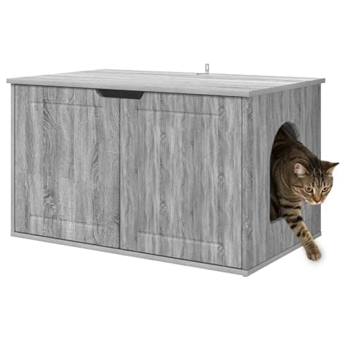 vidaXL Casa para Gatos Gris Sonoma 85 x 55 x 50,5 cm, Casa para Gatos, diseño Rectangular Moderno, Madera Resistente, Refugio Acogedor, escondite Estiloso