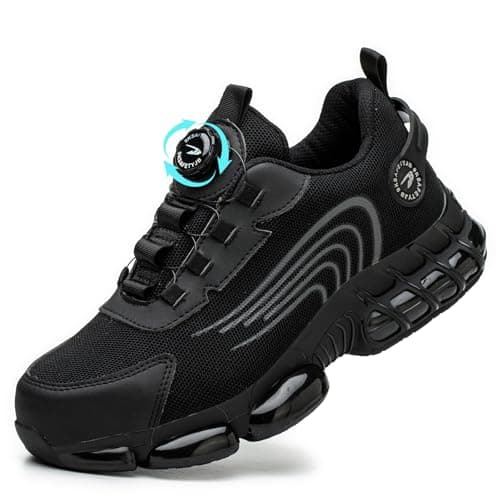 GemChve Zapatos de Seguridad para Hombre Mujer Puntera de Acero Zapatillas Transpirable Ligero Comodo Trabajo Liberación Rápida Calzado de Segurida Black 36 EU