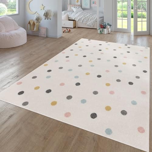 TT Home Alfombra De Habitacion Bebe Infantil Niña Niño De Juego Moderna Arcoíris Nube Motivo Animal Colorido, Color:Verde Amarillo Rosa, Tamaño:160x220 cm