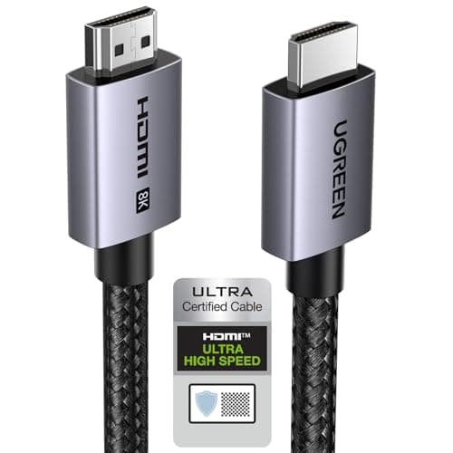 UGREEN Cable HDMI 2.1 8K Cable HDMI Certificado 8K 60Hz 4K 240Hz Ultra Alta Velocidad 48Gbps Aluminio eARC HDCP Dynamic HDR Dolby Atmos Compatible con Monitor HDTV PS5 PS4 Xbox PC, 2M