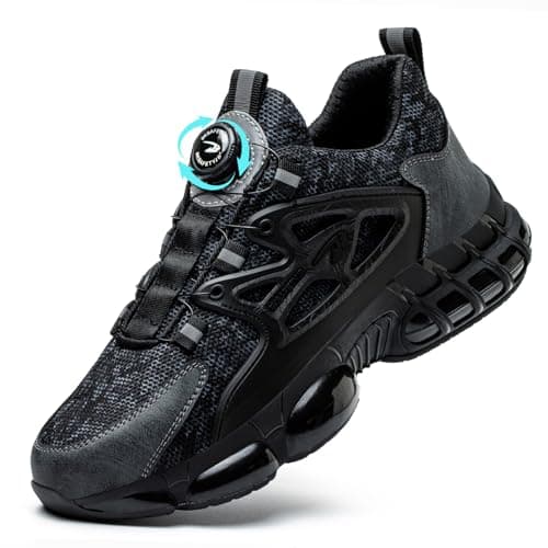 GemChve Zapatos de Seguridad para Hombre Mujer Puntera de Acero Zapatillas Transpirable Ligero Comodo Trabajo Liberación Rápida Calzado de Segurida Black 37 EU