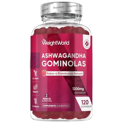 Ashwagandha Gominolas 1200mg - 120 Gomitas Veganas con Sabor a Frambuesa - Suplemento Ayurveda de la Withania Somnifera, Sin Gluten, Sin OGM y Keto para 2 Meses