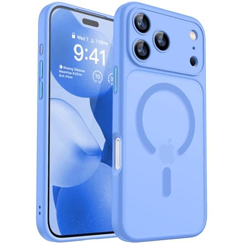CANSHN Funda Magnética para iPhone 17 Pro MAX (6.9 Pulgadas), Compatible con MagSafe, [Protección Total de La Cámara] Carcasa Fondo Mate Translúcido,Azul Ultramar