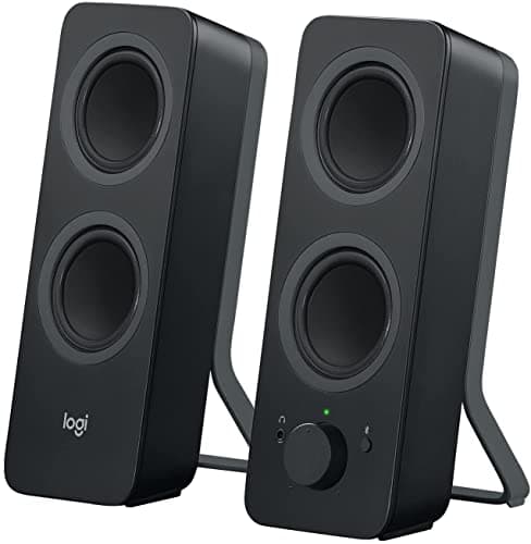 Logitech Z207 Sistema de Altavoces Bluetooth para PC, Sonido Estéreo, 10W de Pico, Entrada Audio 3.5 mm, Toma Auriculares, Multidispositivos, Enchufe EU, Ordenador, TV, Smartphone, Tablet - Negro