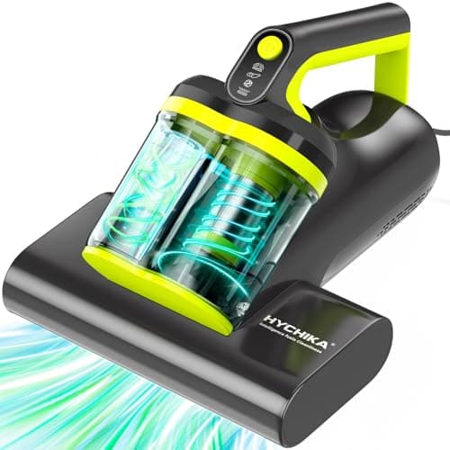 HYCHIKA Aspiradora Antiacaros para Colchones - 16 kPa Aspiradora de acaros,ultrasónica,Aspirador para alérgicos,Doble Tornado,Elimina 99.92%,Aire Caliente a 60° para Camas, sofás, alfombras