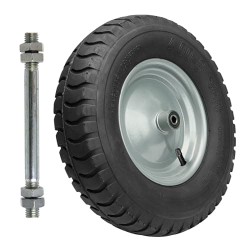 Garronda Rueda inflable 4.80/4.00-8 – Rueda Carretilla con Neumático, Cámara con Válvula, llanta metálica y Rodamientos – 8PR Ø405mm hasta 180 kg – Para Carretillas de obra y de jardín (Negro-Plata)