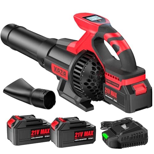 Soplador de Hojas sin Cable con Pantalla LCD, 3 Velocidades, 2×4.0Ah Baterías y Cargador Rápido, Soplador Eléctrico Ligero para Cuidado del Jardín, Entrada, Hojas, Polvo y Nieve