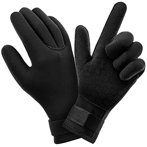 AUAUY Guantes de Buceo de 3 mm, Neopreno de Cinco Dedos para Traje, Guantes de Surf Antideslizantes Flexibles con Correa Ajustable para la Muñeca para Buceo, Surf, Snorkel, Kayak(A-XL)