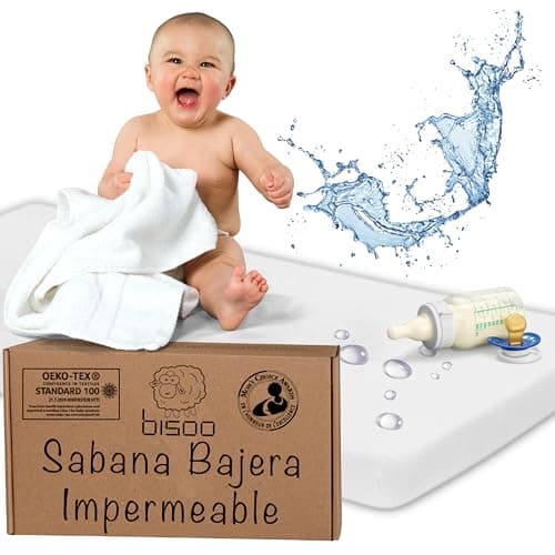 Bisoo Sabana Magica 30x75 cm para Moises Capazo y Cochecito Bebe. Bajera de Algodon Jersey Impermeable y Transpirable. Ahorra Comprar el Protector de Colchon Aparte. Certificado OekoTex, Blanco 75x30