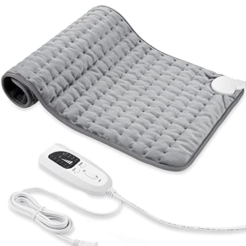 Manta Electrica，Almohadilla TéRmica,Almohadilla De Calefacción EléCtrica Con Apagado AutomáTico Y 6 Temperaturas Almohadilla De Calefacción (Gris Claro, 30x60cm)