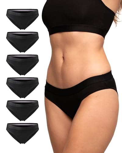 DANISH ENDURANCE Braguita de Algodón Orgánico, Ropa Interior Mujer Suave, Negro 6 Pack, S