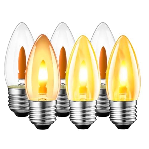 LVWIT Bombilla LED con Llama, Bombilla Retro con Llama Parpadeante E27, Luz Cálida de 1800K, Bombilla con Filamento Naranja de 35 Lúmenes, Ideal para Decoración Diaria, Navidad y Fiestas (6U, 2Modos)