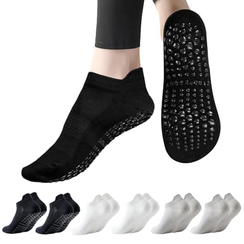 Dzpuhuojz 6 Pares Calcetines Pilates Antideslizantes,Mujer Transpirables Yoga Antideslizantes Calcetines para Pilates Reformer Pilates, Yoga, Ballet, Danza 35-40 (black)