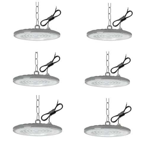 Toobettp 6pcs UFO LED Foco Industrial 100W, 10000LM Naves Industriales, 6500K Impermeable IP65 para Patio, Garaje, Fábrica, Taller