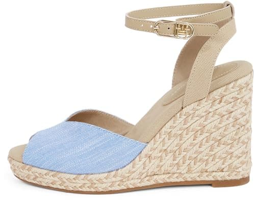 Tommy Hilfiger Alpargatas con cuña Mujer Chambray High con correa de tobillo, Azul (Blue Spell), 40
