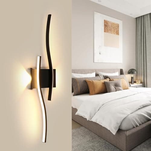 Comely Aplique de Interior LED 20W, 60 CM Lámpara de Pared Larga, Moderna Luz de Pared Negro para Salón Dormitorio, Cocina, Comedor, Escalera, Pasillo, Luz Calida 3000K