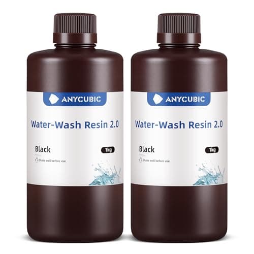 ANYCUBIC Water-Wash Resin 2.0, Resina para Impresoras 3D, Resina 3D de Alta Precisión de 405nm, Resina de Baja Contracción para Impresoras 3D de Resina DLP con Capacidad 4K/8K/12K LCD (Negro, 2000g)