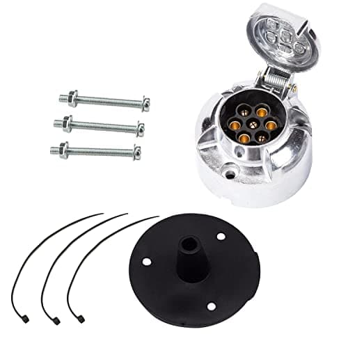ETUKER Enchufe de Remolque de 7 Pines con Junta de Goma, Conector de Enchufe de Remolque de Barra de Remolque de 12 V y 7 Pines, Resistente al Agua para Camión RV Coches Barco Caravana