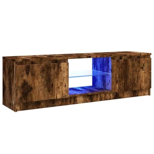 vidaXL Mueble de TV con Luces LED Armario Pared Consola Decoración Almacenamiento Salón Sala de Estar Dormitorio Puerta Hogar Color Roble
