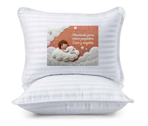 Utopia Bedding Almohada para Niños (Juego de 2), 33 x 45 cm con Exterior de Polialgodón, Almohadas Transpirables y Suaves, Destinado a Mayores de 2 Años (Blanco)