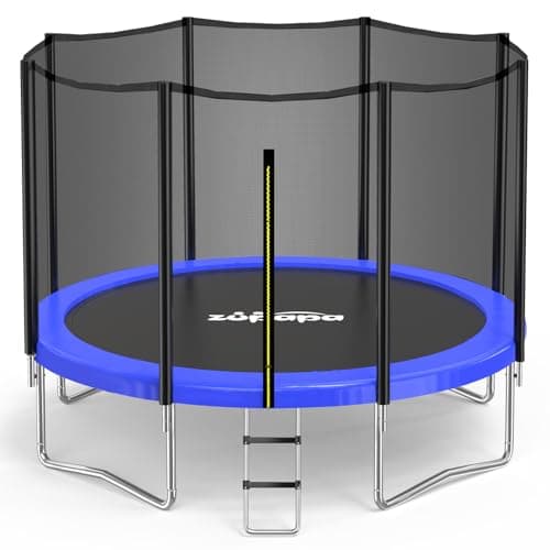 Zupapa Cama Elástica (307cm de Diámetro) Resistente con Red de Seguridad y Escalera Antideslizante para Niños y Adultos, Diversión Familiar al Aire Libre en el Patio