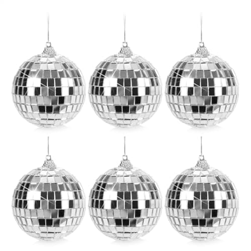 com-four® 6X Bolas de Discoteca - Bolas de Espejos para Colgar - Bolas de Discoteca para Fiestas - Bolas de Fiesta para Nochevieja, cumpleaños, Fiestas temáticas, Navidad o Halloween - Ø 7 cm (Ø 7cm)