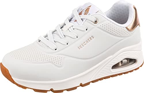 Skechers Mujer Uno Golden Air Trainers, White Durabuck/Mesh Trim, 37 EU
