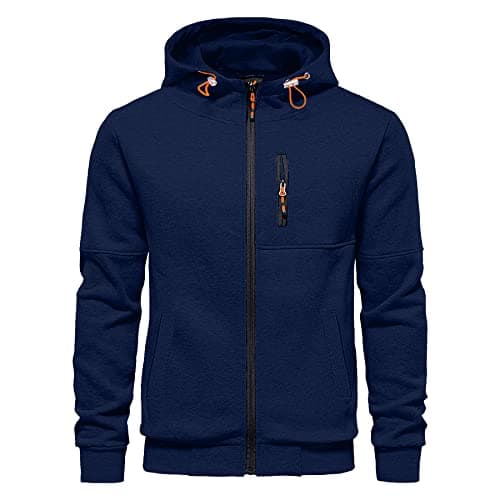 CTU Sudaderas con capucha para hombre con cremallera de manga larga de forro polar sudaderas con capucha para hombres S-3XL, azul marino, S