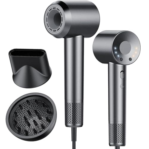 Secador de Pelo, Secador Pelo Profesional Iónico Portátil 160000 RPM, Secado Rápido, 500M Iones, Control de Temperatura, Con Difusor Magnético y Boquilla, 4 Niveles de Temperatura y 3 Velocidades