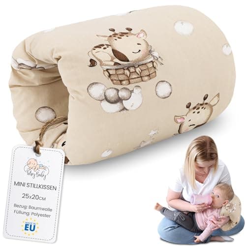 Totsy Baby Cojin Lactancia Bebe 20 cm - Cojín de Manga o Brazalete para alimentación del bebé Pequeño Almohada por niñas y niños Cojines Embarazada Dormir y Lactancia Oeko-Tex Jirafas