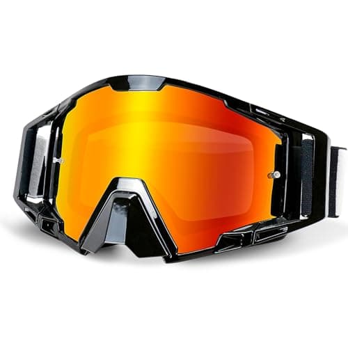 NENKI Gafas Motocross, gafas de protección nasal, para deportes al aire libre y nieve (Negro & lente dorado)