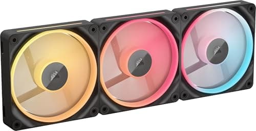 Corsair iCUE Link LX120-R RGB 120mm Ventilador Inverso PWM – Kit de Triple Ventilador – Bajo Nivel de Ruido, Cojinete de Cúpula Magnética, Lazos de Luz Duales, Tornillos QuikTurn™, Cero RPM – Negro