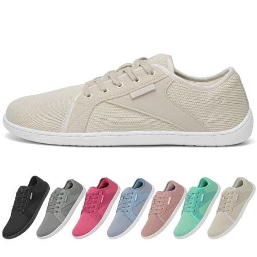 SAGUARO Zapatillas Barefoot Hombre Mujer Calzado Minimalistas Antideslizante y Transpirable Zapatos Descalzos Casuales Zapatillas de Trail para Gimnasio Caminar, Luck Ⅰ, Beige, 43 EU