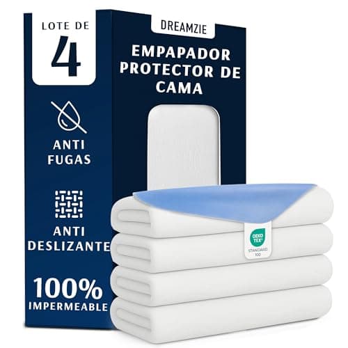 Dreamzie Protector Colchon Impermeable e Absorbente - 50 x 70 cm- Funda Colchon Lavable para Incontinencia - Lote de 4