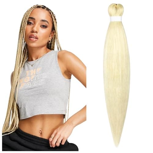 Aomig Extensiones para Trenzas, 25" Pelo Sintético Braiding Twist Crochet Hair Trenzas Postizas, Accesorios Cosplay Fiesta, Blanquecino