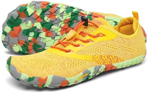 SAGUARO Hombre Mujer Barefoot Zapatillas de Trail Running Minimalistas Zapatillas de Deporte Fitness Zapatos Descalzos para Correr en Montaña Escarpines de Agua, Amarillo, 35 EU
