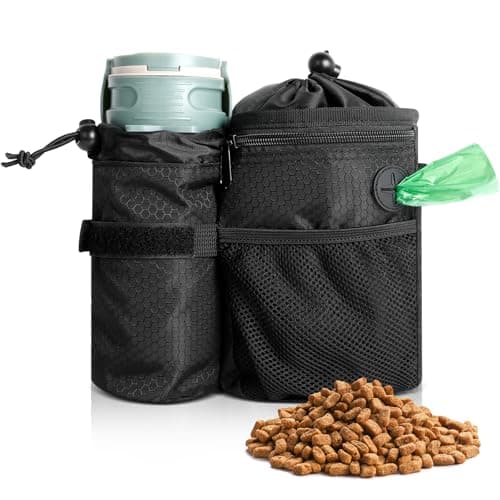 AiQInu Bolsa Premios Perro, Bolsa de Golosinas para Perros con Bolsa Desmontable para Botella de Agua, Bolsa de Comida Perros para Adiestramiento