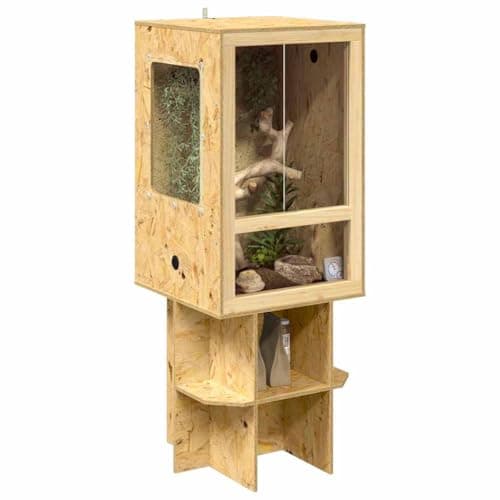 vidaXL Terrario Marrón 50 x 50 x 130 cm OSB, Terrario rústico y Duradero, Espacio Ideal para Reptiles, hogar en Vidrio para tu Mascota