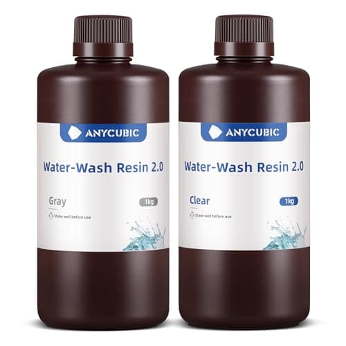 ANYCUBIC Water-Wash Resin 2.0, Resina para Impresoras 3D, Resina 3D de Alta Precisión, Resina de Baja Contracción para Impresoras 3D de Resina DLP con Capacidad 4K/8K/12K LCD (Gris&Transparente, 2kg)
