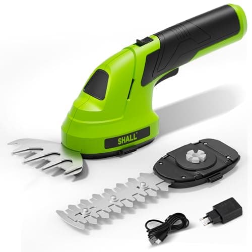 SHALL Forbici per erba Senza fili, tagliasiepi, forbici elettriche per arbusti da 7,2 V, tagliaerba portatile 2 in 1