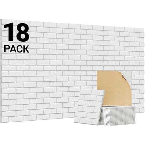 TONOR Lote de 18 paneles Acústicos con Forma de Ladrillo, 30 x 30 x 0,9 cm Espuma Acústica Autoadhesiva, Paneles Decorativos para Paredes de Salones, Dormitorios y Oficinas, Gris