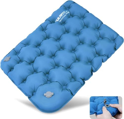 EULANT Cojines de Asiento Inflable, Cojín de Aire Impermeable, Suave Cojín del Avión, para Camping Viajes Kayak Mochilero Conciertos Estadio Playa Césped Suelo,Inflado por Presionando a Mano