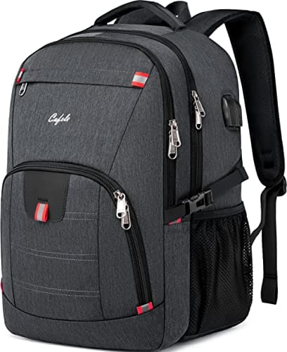 Mochila, mochila grande para computadora portátil de viaje de 17 pulgadas, mochila escolar, bolsa de trabajo, mochila impermeable para computadora masculina y femenina, gris