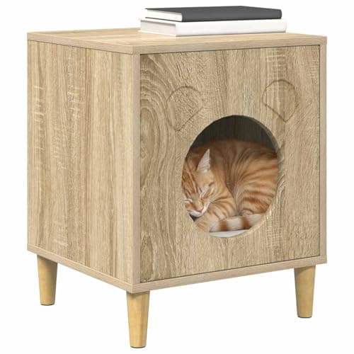 vidaXL Casa para Gatos Sonoma 42,5 x 40 x 53 cm Madera de ingeniería, Elegante casa para Gatos, Espacio Acogedor, Suite Moderna, Muebles cómodos, hogar Indoor