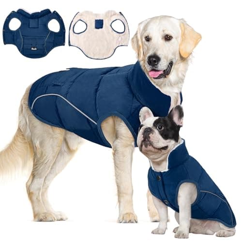 SlowTon Abrigo de Invierno para Perros – Chaqueta para Nieve con Forro Polar Cálido, Franjas Reflectantes y Bolsillos, Chaleco Impermeable para Perros Pequeños y Medianos