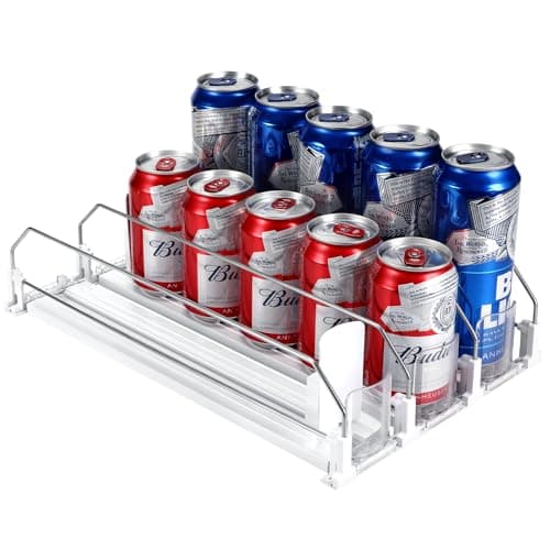 Farerkass Organizador Latas Nevera Dispensador Latas Cerveza Organizador Nevera 3 Filas Organizadors De Bebidas Organizadors Frigorifico AutomáTico Ajustable Para 15 Lata (31×25cm)