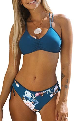CUPSHE Conjunto de Bikini Reversible Lace Up Laderal Traje de Baño de Dos Piezas, XS