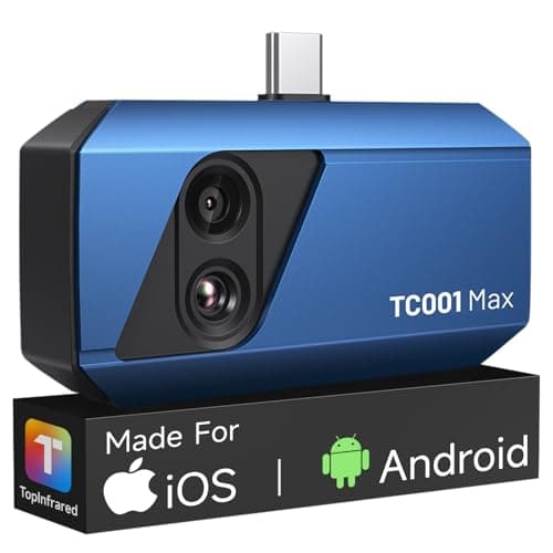 TOPDON TC001 Max Camara Termica para Android e iPhone, con 1,5MP Cámara Visual, 512x384 Resolución TISR Cámara Termográfica Infrarroja USB-C, con Rango de Temperatura -20℃ a 550℃, 25Hz Frecuencia